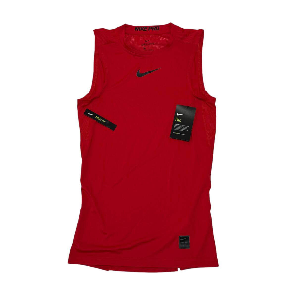 未使用 NIKE PRO ナイキプロ ドライフィット ストレッチ ノースリーブ シャツ S 赤 メンズ 送料185円 24-0509_画像1