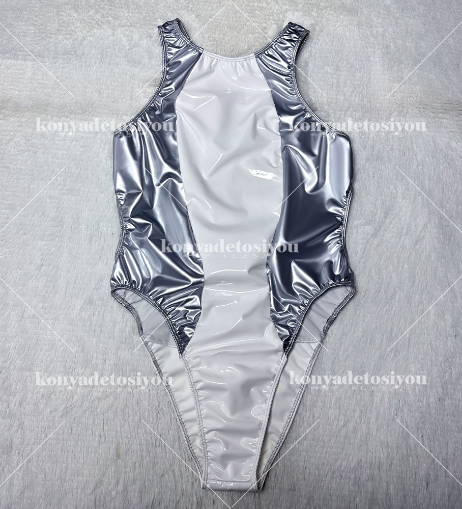 LJH23003 белый & серебряный M-L супер глянец высокий ноги Cross задний Leotard .. купальный костюм костюмированная игра can девушка маскарадный костюм фотосъемка . Event костюм 