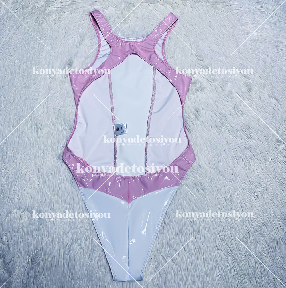 LJH23003 белый & розовый M-L супер глянец высокий ноги Cross задний Leotard .. купальный костюм костюмированная игра can девушка маскарадный костюм фотосъемка . Event костюм 