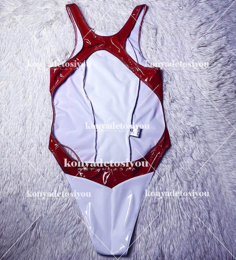 LJH23003 белый & красный M-L супер глянец высокий ноги Cross задний Leotard .. купальный костюм костюмированная игра can девушка маскарадный костюм фотосъемка . Event костюм 