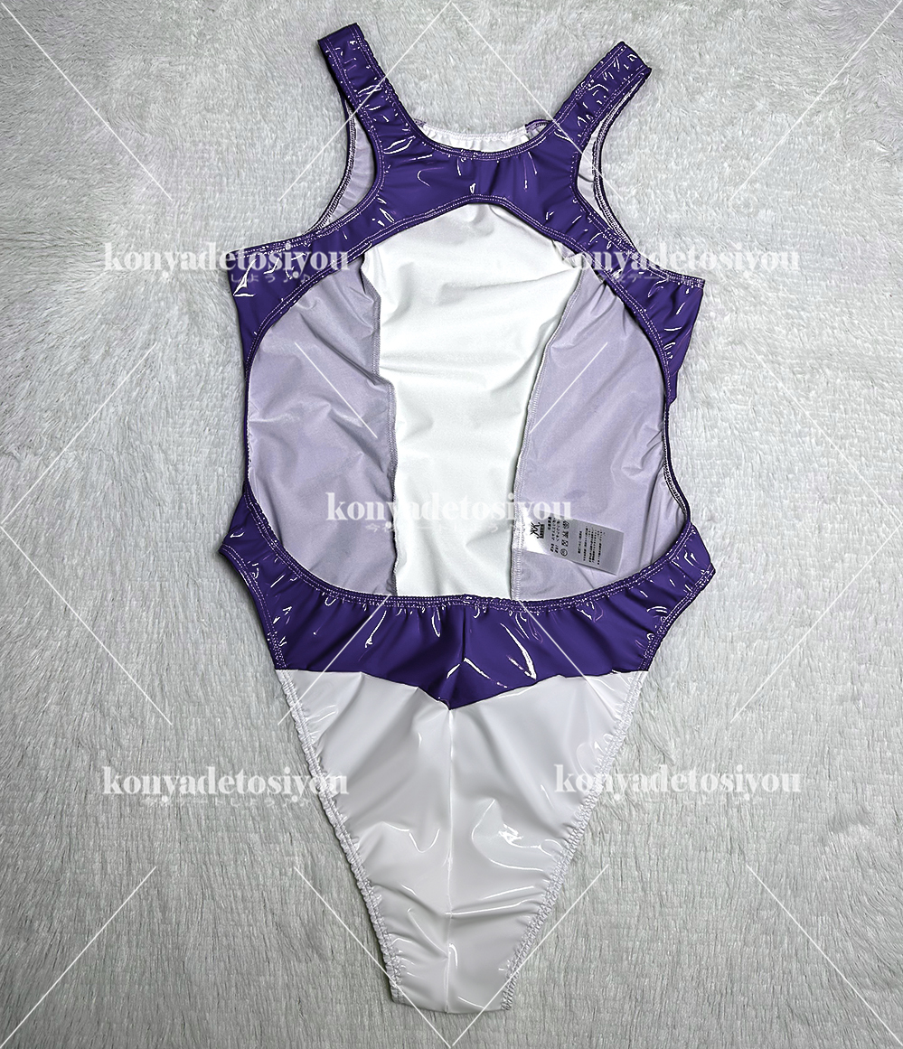 LJH23003 white & light purple M-L super lustre high leg Cross back Leotard .. swimsuit cosplay can girl fancy dress photographing . Event costume 