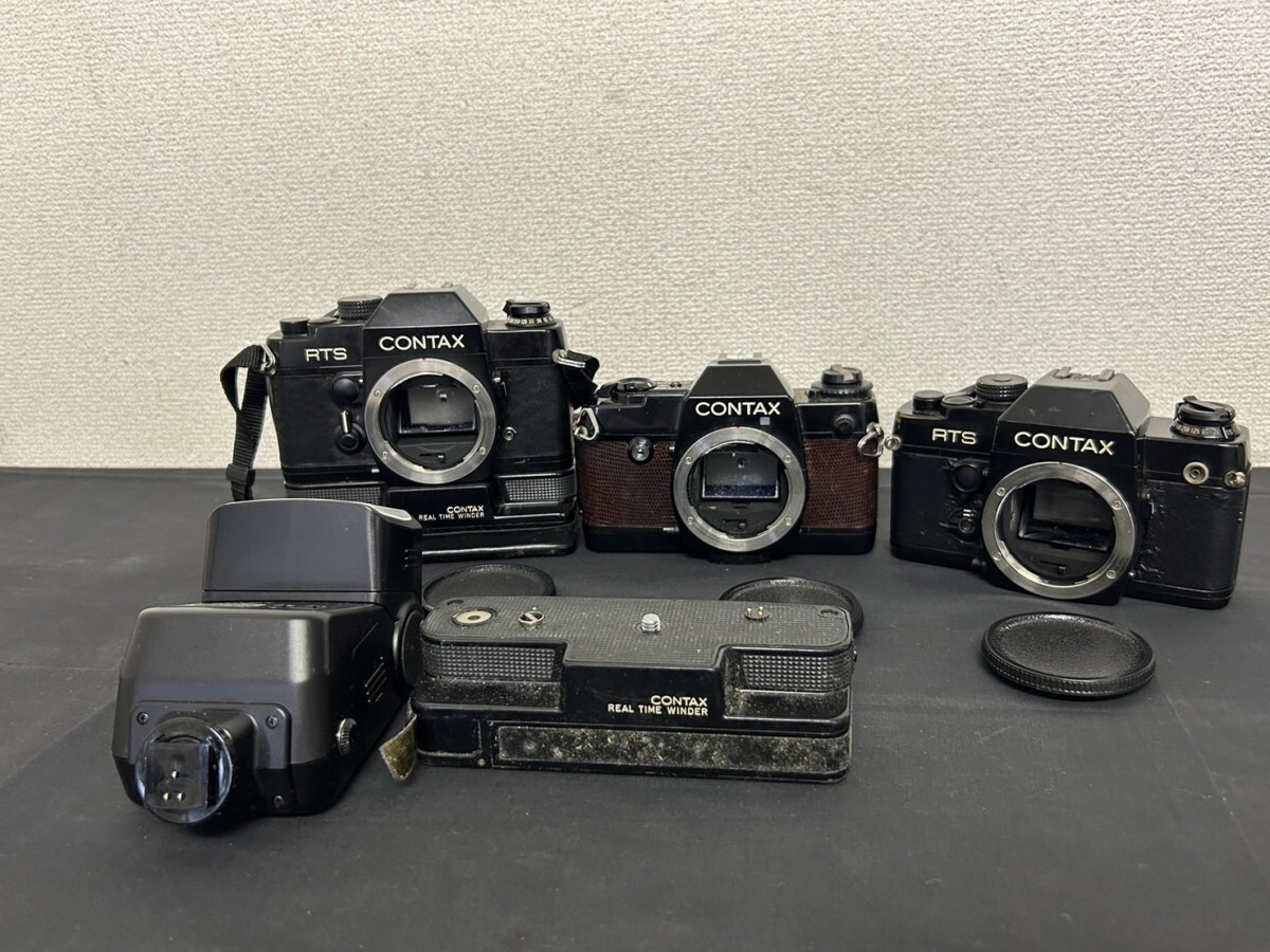 A3 CONTAX コンタックス 3台 RTS Ⅱ 137MD QUARTZ ブラウン RTS TLA280 一眼レフ フィルムカメラ モータードライブ付 マニュアルフォーカスの画像1