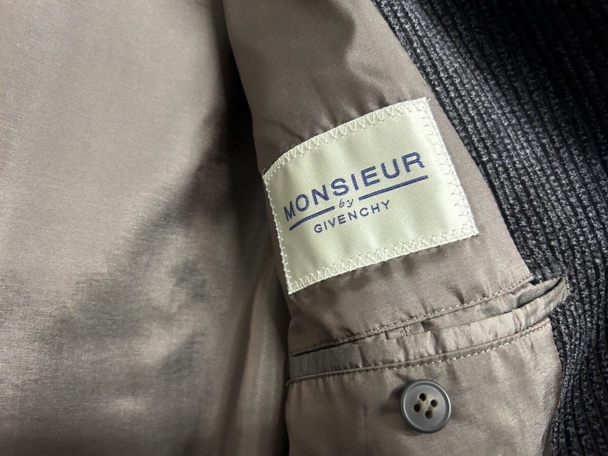 A3 MONSIEUR by GIVENCHY ジバンシィ テーラードジャケット コート アウター メンズ ブラック系カラー ブランドファッション 現状品_画像3