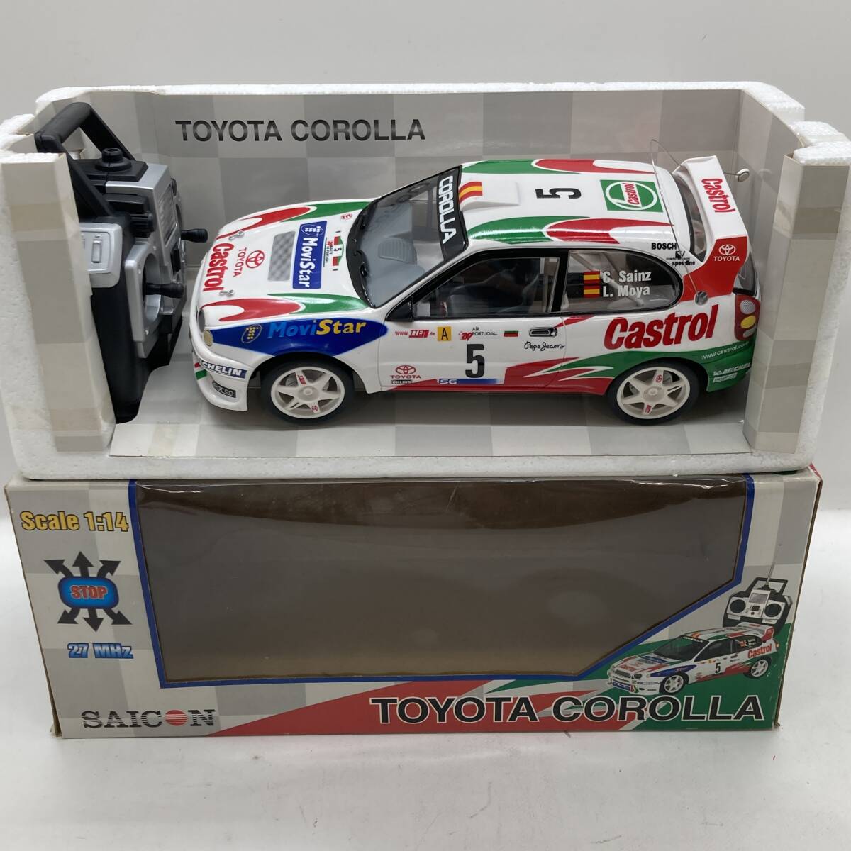 [1 иен ~]SAICON 1/14 RC радиоконтроллер TOYOTA COROLLA WRC #5 Toyota Corolla [ б/у товар ]