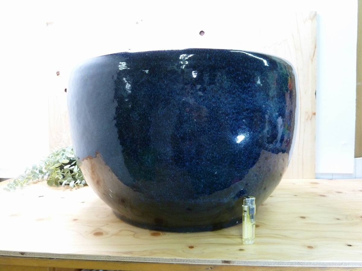 ＠壺 カメ 鉢 大き目鉢 盆栽鉢 火鉢 鉢カバー 陶器製 工芸品 ジャンク品 難有(ヒビあり) インテリア オブジェ コレクション ホビー_画像2