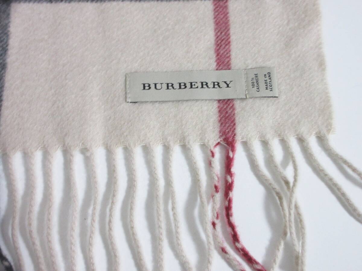 BURBERRY バーバリー カシミヤ100％ チェック柄 スコットランド製 マフラー ベージュ　yg5700_画像2