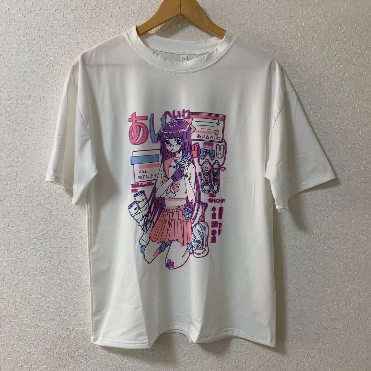 Tシャツ ホワイト　オーバーサイズ 病みかわいい少女 地雷系韓国原宿BF風 量産　XL 白