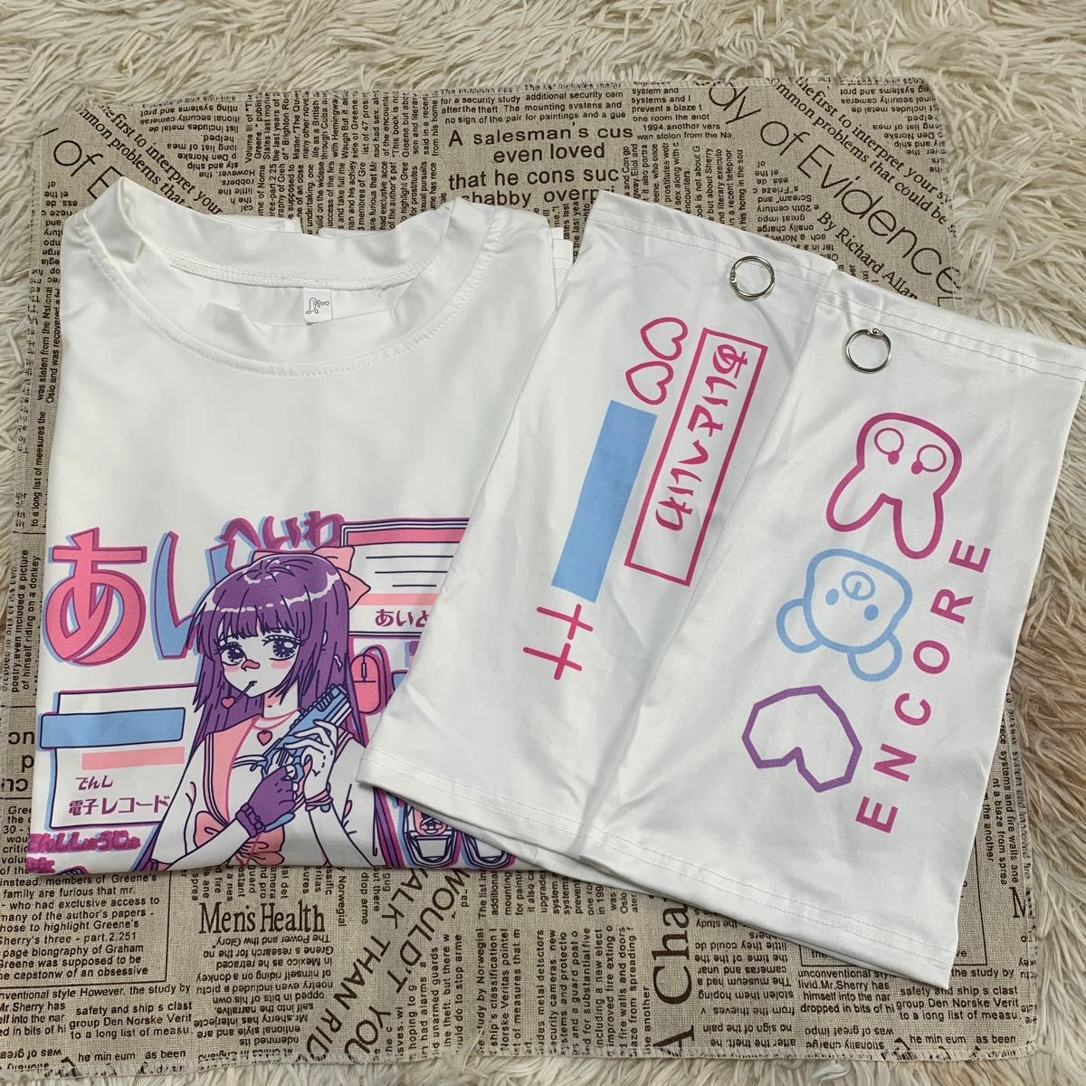 Tシャツ ホワイト　オーバーサイズ 病みかわいい少女 地雷系韓国原宿BF風 量産　XL 白