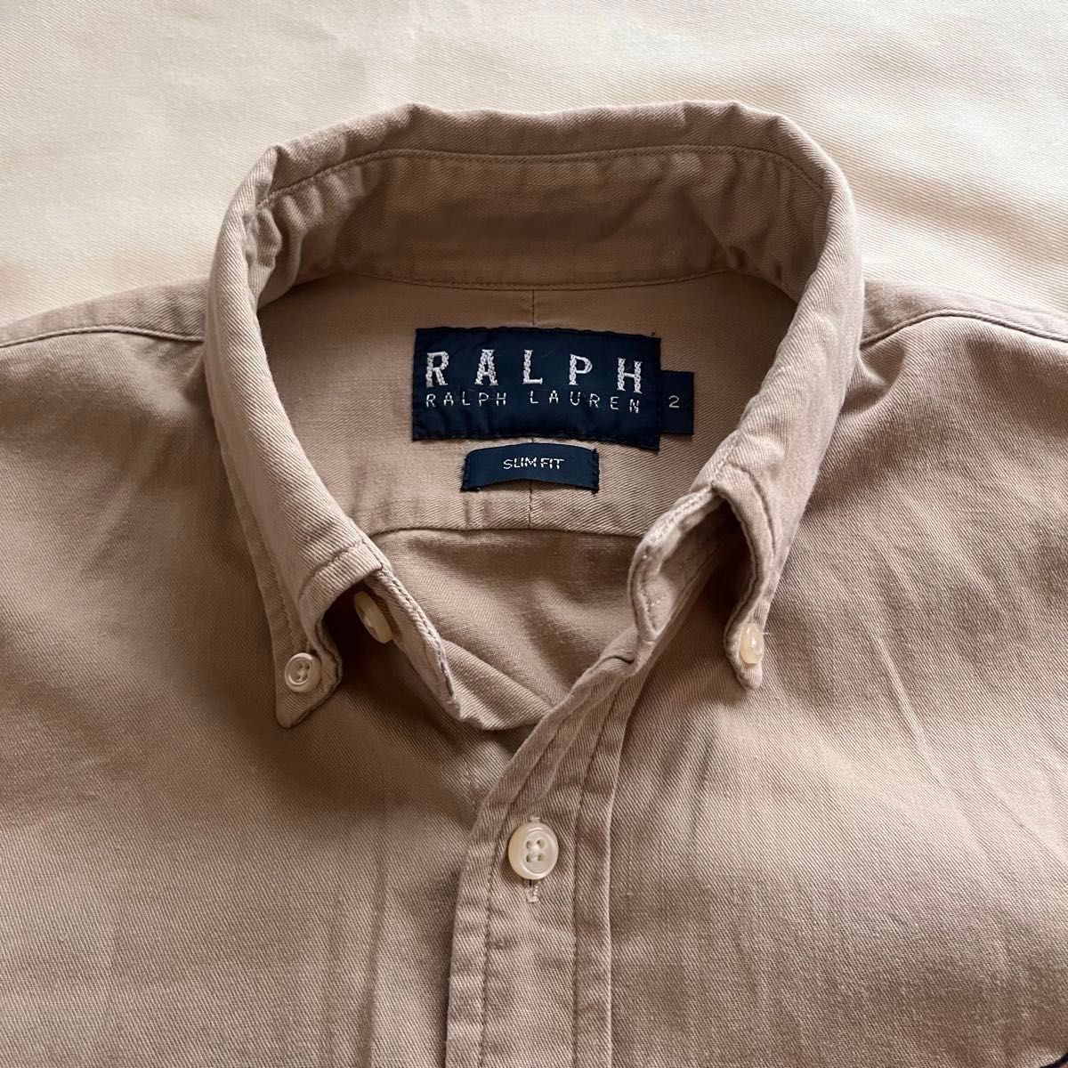 ラルフローレン　Ralph Lauren コットン　ボタンダウンシャツ　長袖シャツ　POLO ベージュ ブラウス