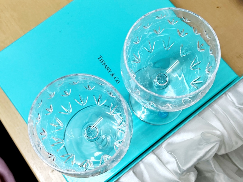 ☆TIFFANY＆Co./ティファニー フローレット ワイングラス ペア 2客セット《未使用/保管品》☆ _画像4