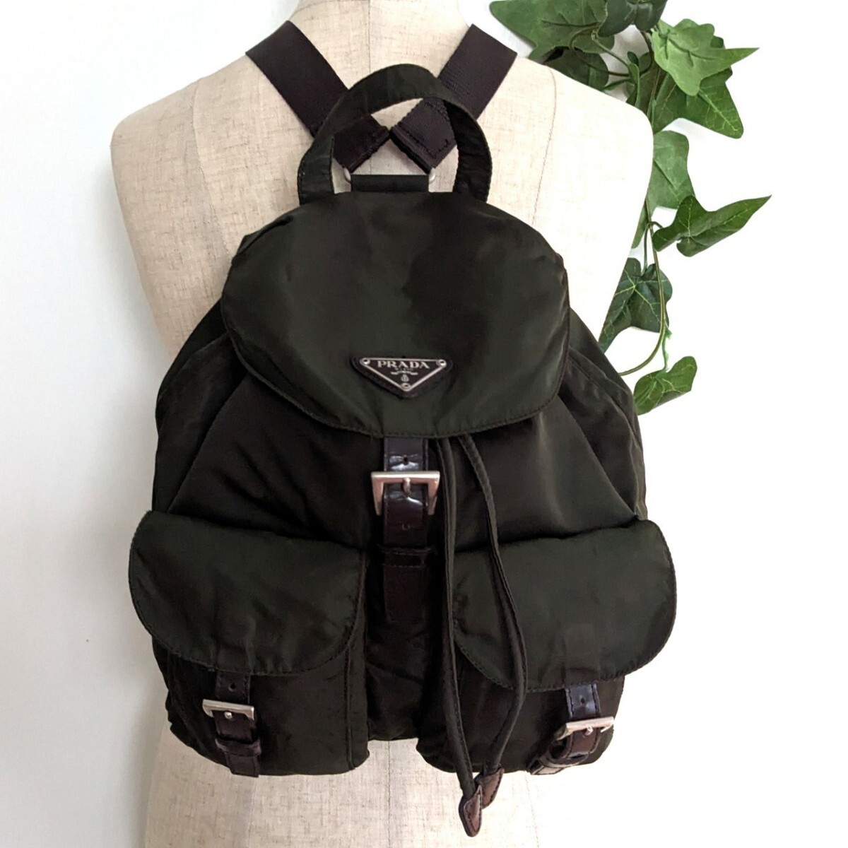 良品 プラダ ナイロン レザー 巾着 ミニリュック vintage バッグ 良品 プラダ ナイロン レザー 巾着 ミニリュック vintage バッグ