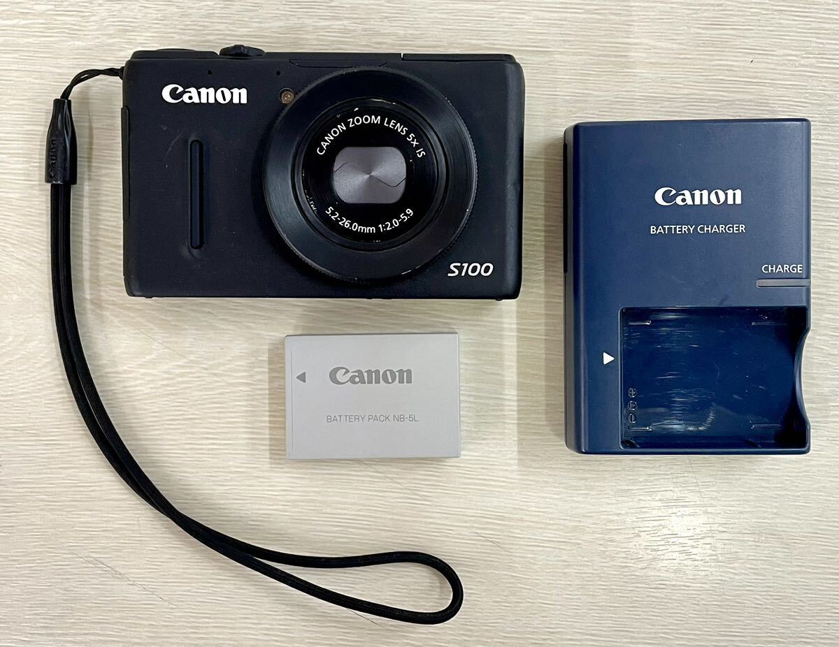 送料込　Canon Power Shot S100 キャノン パワーショットS100 ブラック デジカメ 実動品　バッテリー付　充電器付 ケース付_画像1