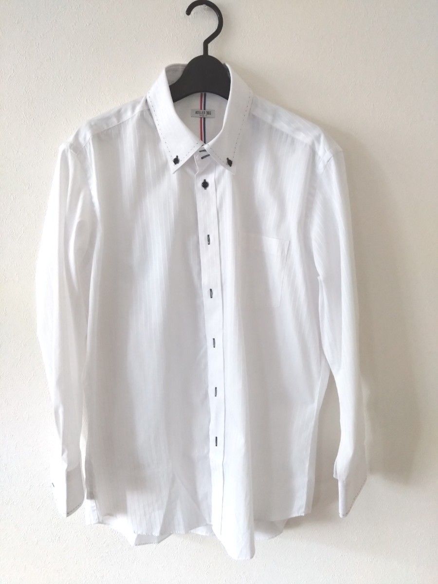 長袖シャツ　Ｙシャツ　ホワイト　白　ボタンダウン　ワイシャツ　LLサイズ　43-84　ビジネスシャツ