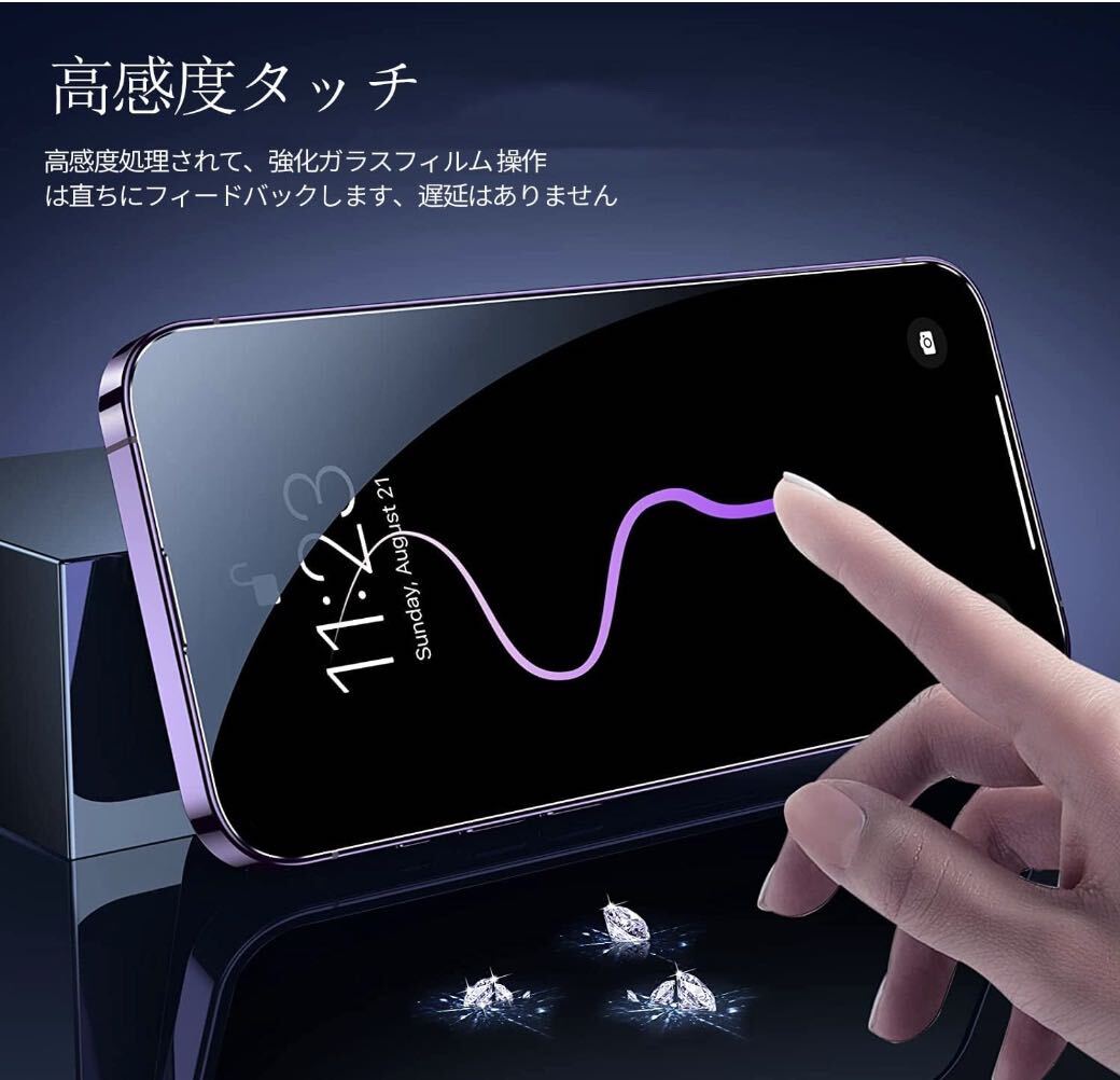 iPhone 15 Pro ブルーライトカット 強化ガラスフィルム 6.1インチ 指紋付着防止 気泡防止 高透過率 液晶保護フィルム_画像6