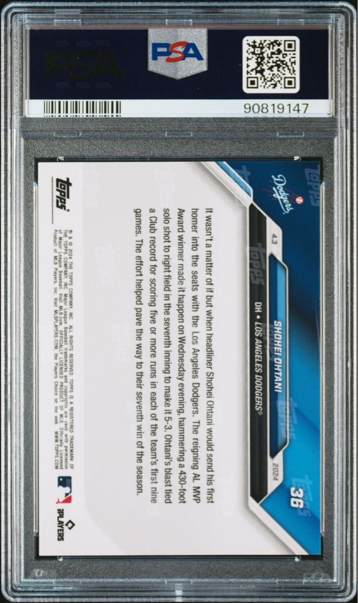 大谷翔平 Topps Now Dodgers Ohtani PSA鑑定 PSA10GEM MINT ホームラン　2024_画像2