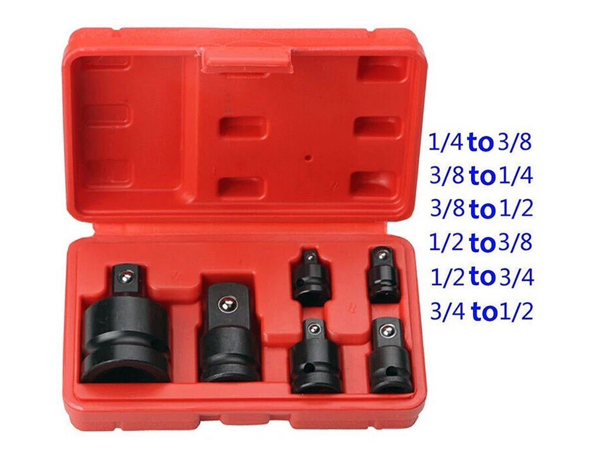 ソケット変換アダプター 6点組 差込変換 インパクト対応 1/4(6.3mm)、3/8(9.5mm)、1/2(12.7mm)、3/4(19mm) ジョイント SST 特殊工具_画像2