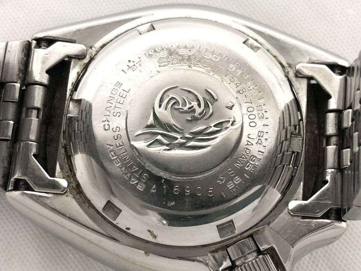 T05/023 SEIKO セイコー ダイバー 7548-7000 150ｍ防水 デイデイト クォーツ 時計 アナログ腕時計 SSの画像6
