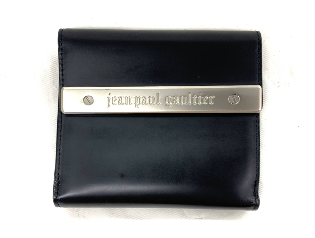 T05/042 Jean Paul GAULTIER ジャンポール・ゴルチエ メタルプレート 財布 二つ折り財布 札入れ 小銭入れ カード収納 ブラック/他の画像2