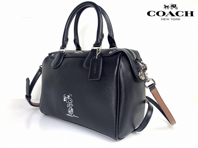 極美品★送料無料★限定モデル コーチ COACH × スヌーピー レザー ベネット サッチェル 2WAY ハンドバッグ ショルダーバッグ ブラック_画像3