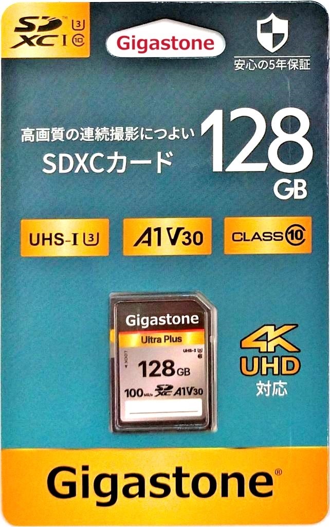 128GB SDXCカード Gigastone UHS-I U3 V30 A1 FullHD UHD対応 SDカード GJSX-128GV3A1 連続撮影に ギガストーン_画像1