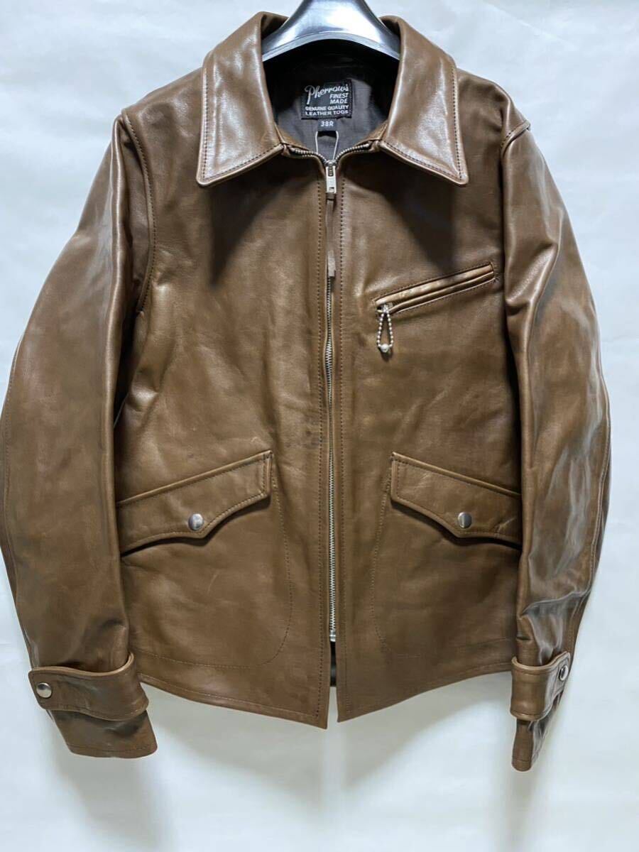 selling out unused Horse Hyde sport jacket Brown leather made in Japan 38 MEDIUM rider's jacket 