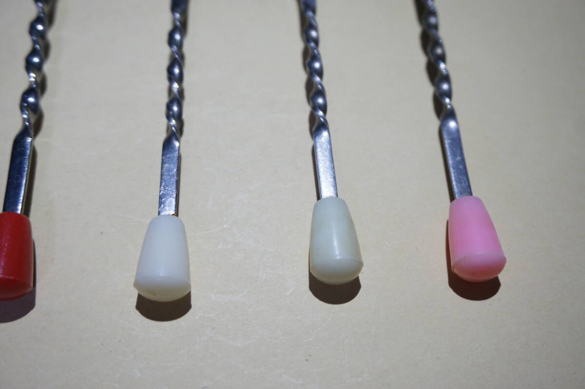  Showa Retro screw screw spoon 5 point red * white * pink used 
