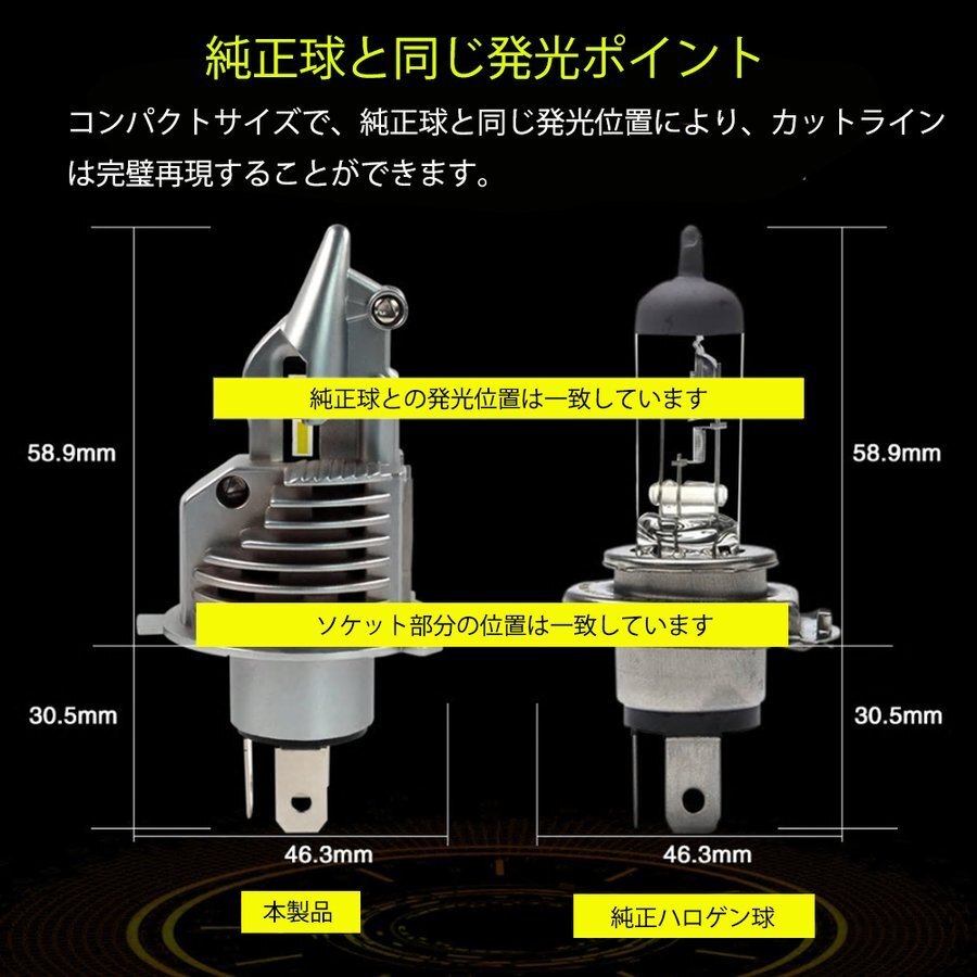 LEDヘッドライト* H4 Hi/Lo切替 DC12V 16000ルーメン 6000K ホワイト 車検対応 2本セット 1年保証の画像3