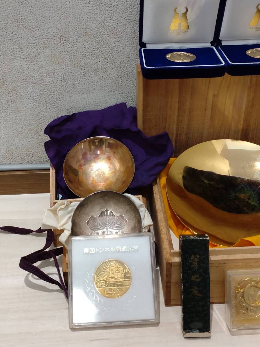1 jpy start gold cup medal antique goods memory collector Gold silver . silver stamp adjustment . summarize 