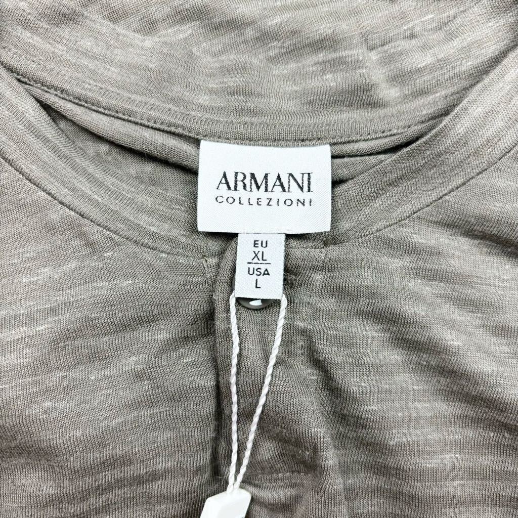 『新品タグ付き！』ARMANI COLLEZIONI アルマーニ コレツィオーニ リネン混 ヘンリーネック サマーカットソー ロンT XL 国内正規品_画像7