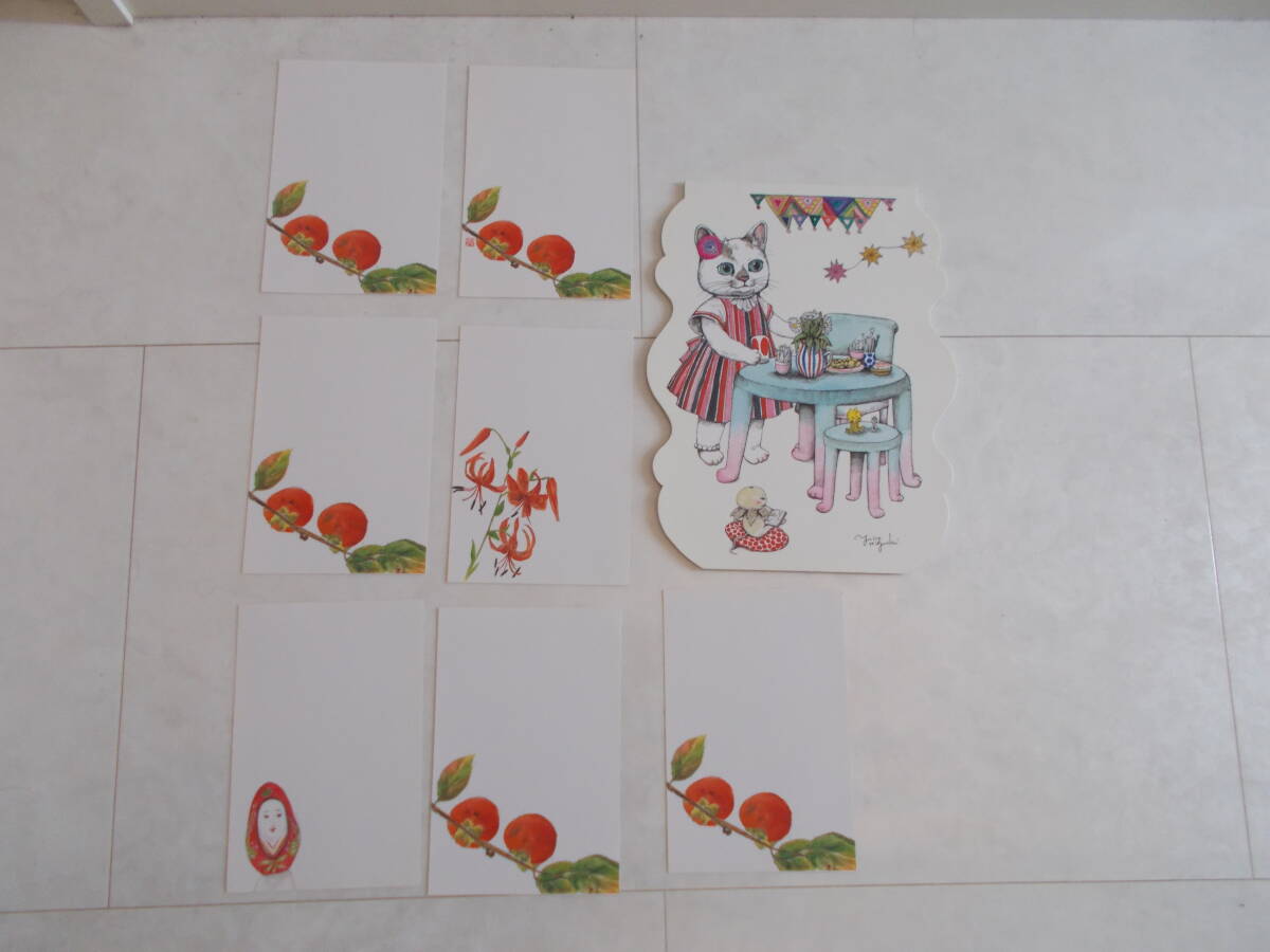 higchiyuuko, симпатичный форма. кошка бумага для писем (MOE12 месяц номер дополнение ), рукописный текст .. открытка комплект 