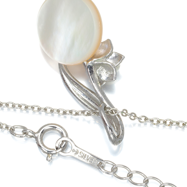 タサキ ネックレス マベパール 真珠 13.5mm フラワー シルバー BLJ 大幅値下げ品の画像3