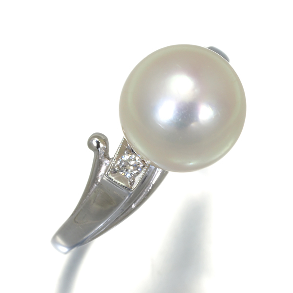  Mikimoto кольцо жемчуг жемчуг 9.0mm diamond 12 номер Pt900 BLJ предел снижение цены товар 
