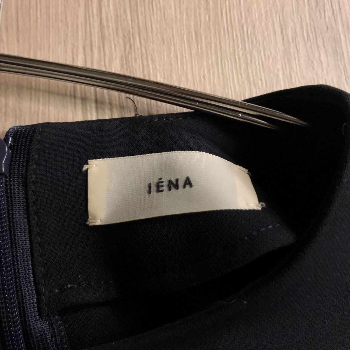 100 jpy start 0 IENA Iena made in Japan navy no color blouse off .kaji