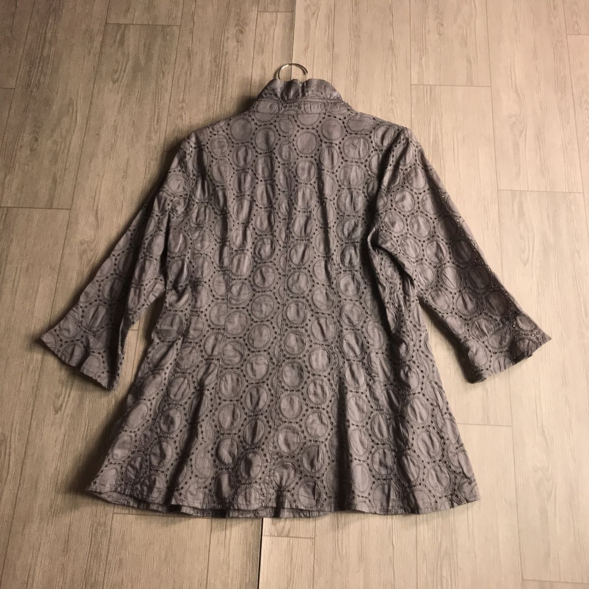 100 jpy start 0 stylish design cut Work embroidery tunic feather weave 