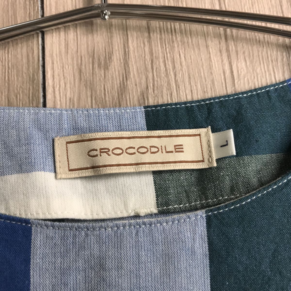 100円スタート☆ crocodile クロコダイル　チェック　ブラウス　_画像4