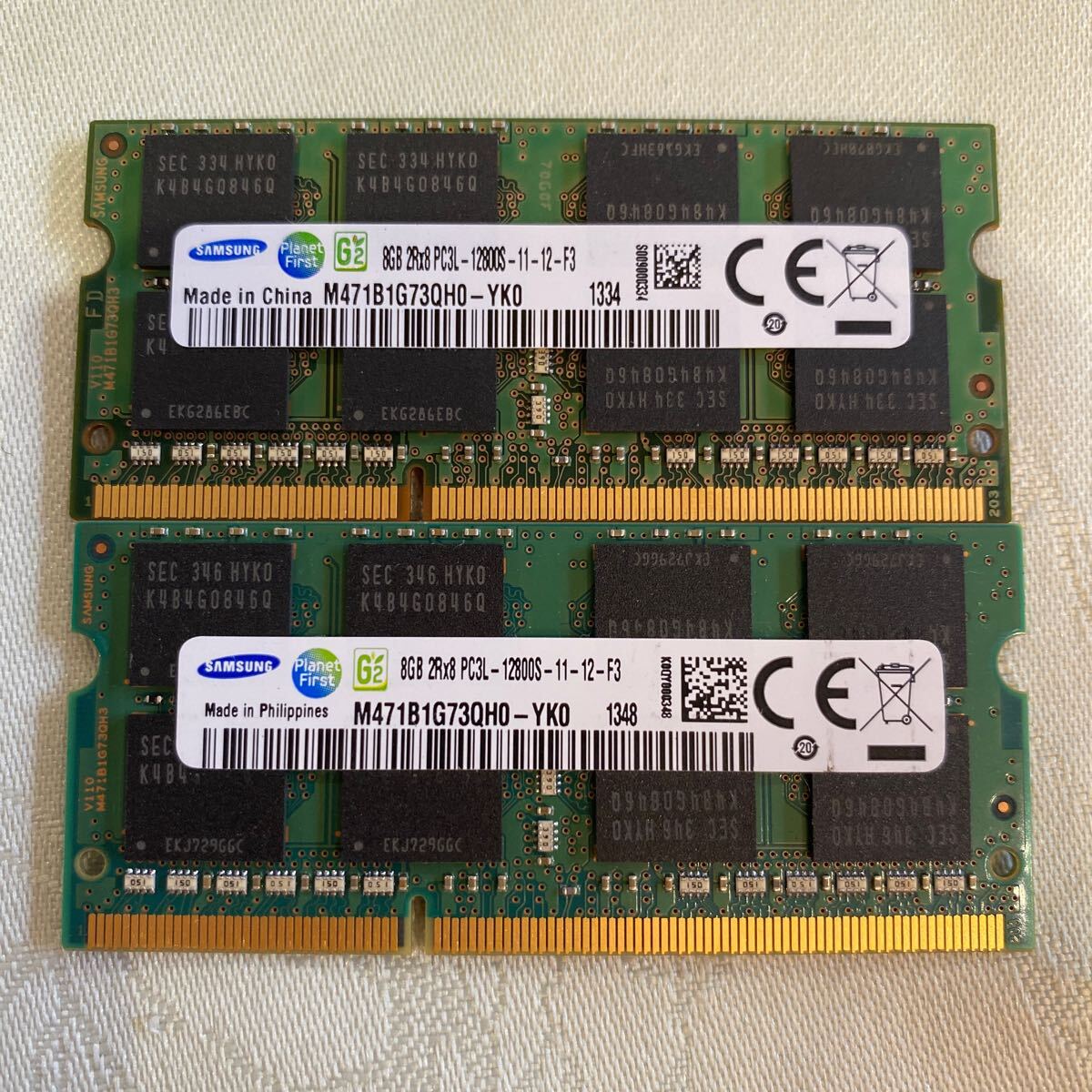 SAMSUNG DDR3 1600 2RX8 PC3L 12800 8GBX2枚セット(16GB)⑤の画像1