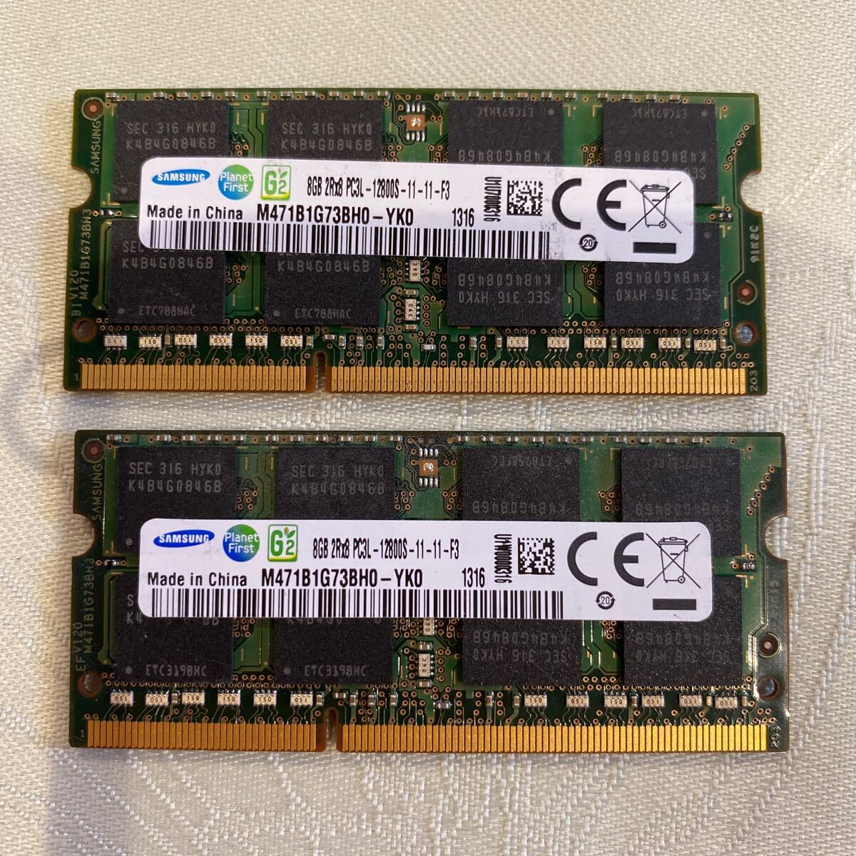 SAMSUNG DDR3 1600 2RX8 PC3L 12800 8GBX2枚セット(16GB)⑤_画像1