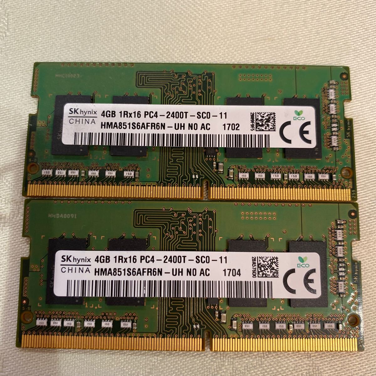 SKhynix DDR4 19200 1RX16 PC4 2400T 4GBX2 pieces set (8GB)④