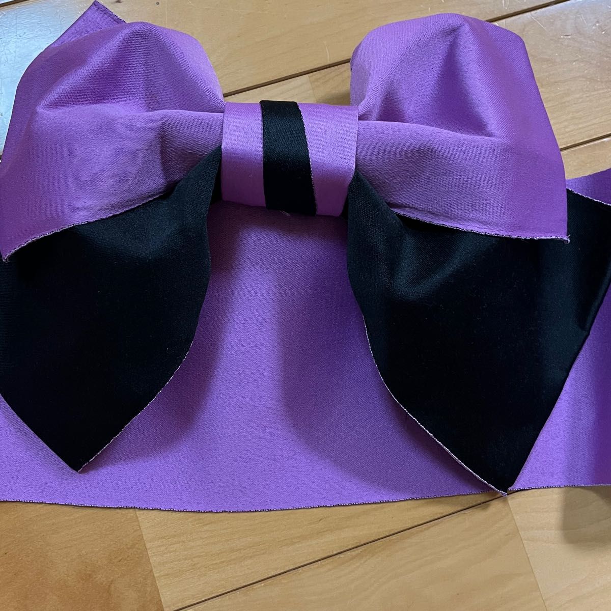 作り帯 浴衣用 紫×黒
