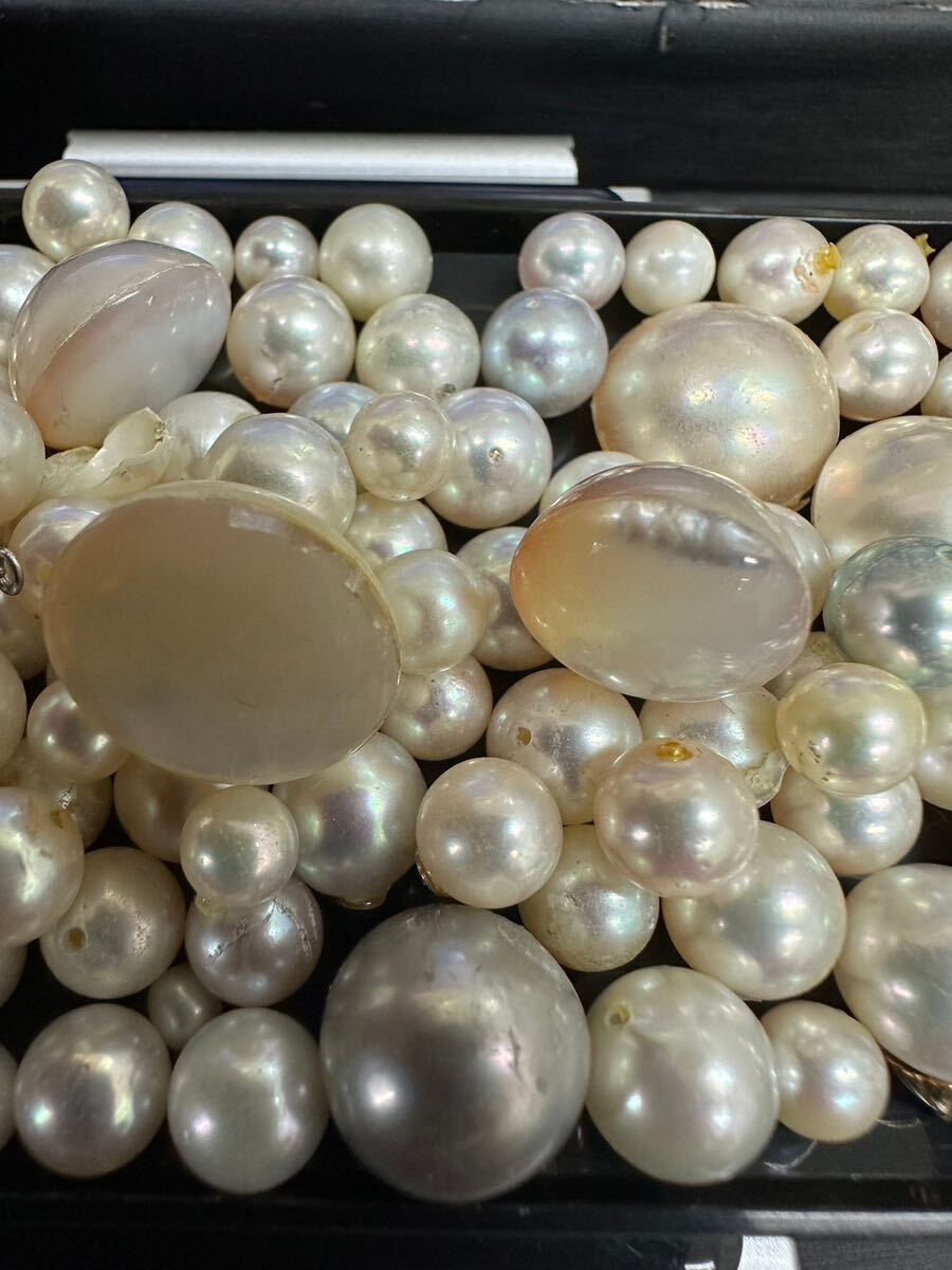 真珠まとめ 重量約200.1g パール 本真珠 淡水パール マベパール ルース アクセサリー 穴あき イミテーション 半円真珠 裸石 pearl 大量の画像5
