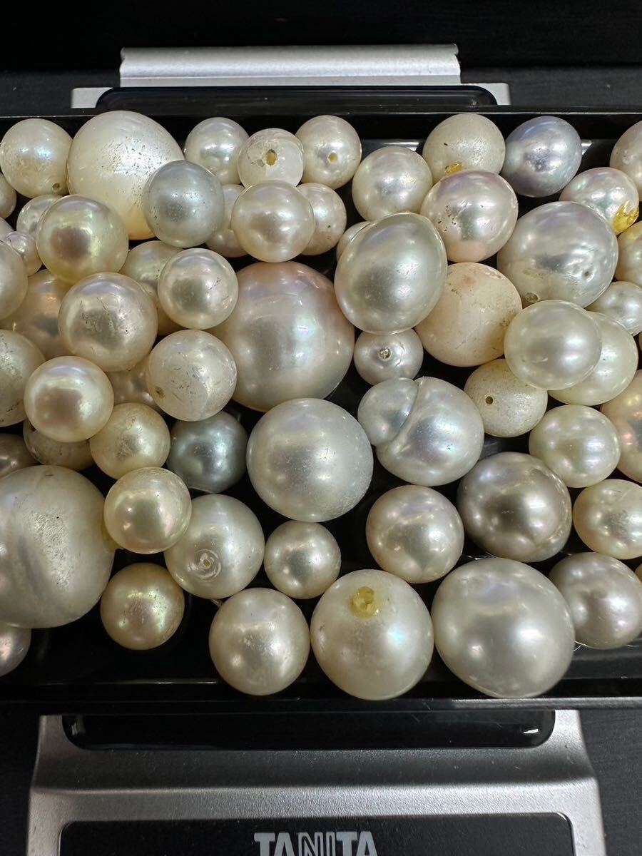 真珠まとめ 重量約200.1g パール 本真珠 淡水パール マベパール ルース アクセサリー 穴あき イミテーション 半円真珠 裸石 pearl 大量の画像8