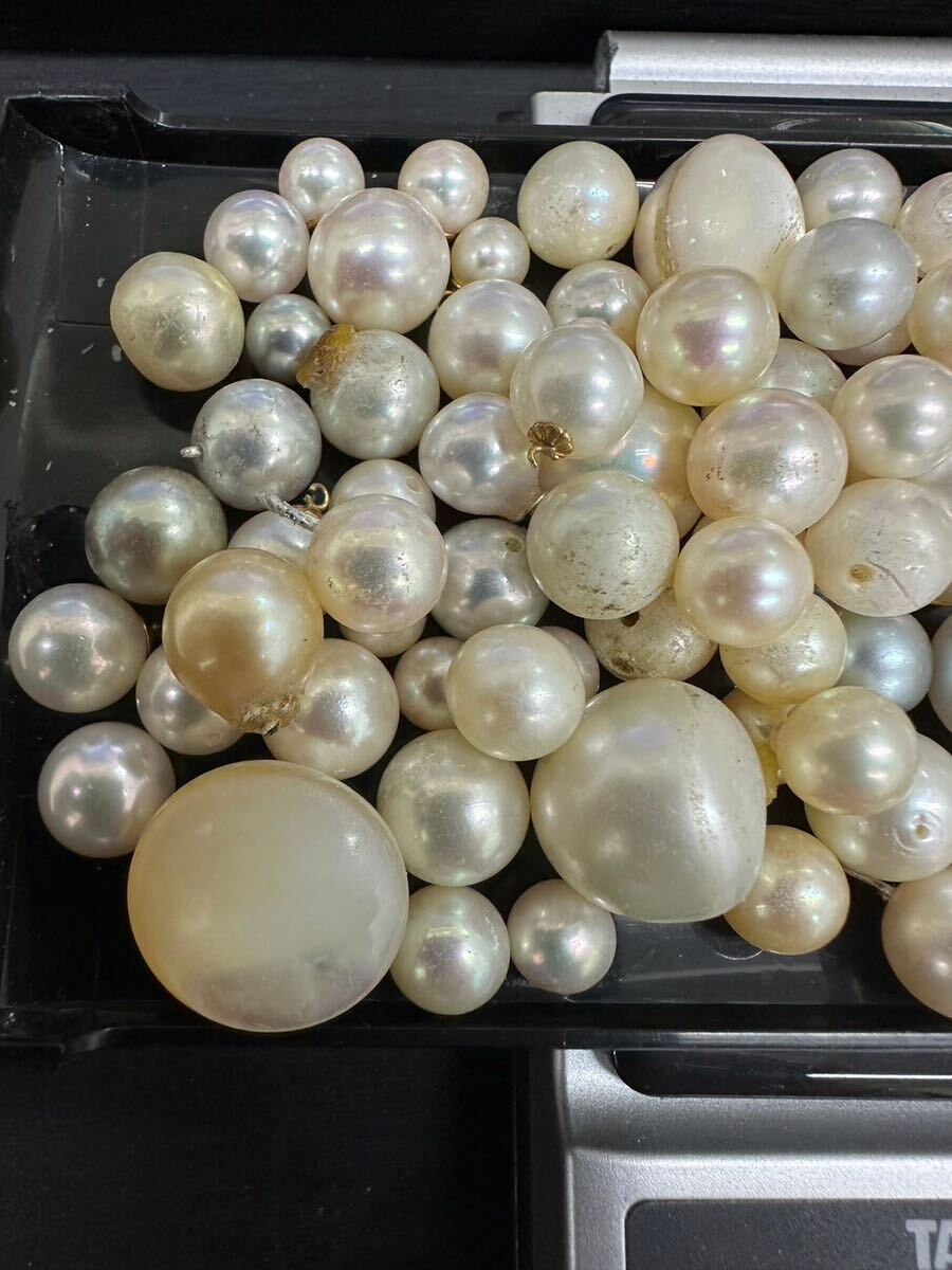 真珠まとめ 重量約200.1g パール 本真珠 淡水パール マベパール ルース アクセサリー 穴あき イミテーション 半円真珠 裸石 pearl 大量の画像7