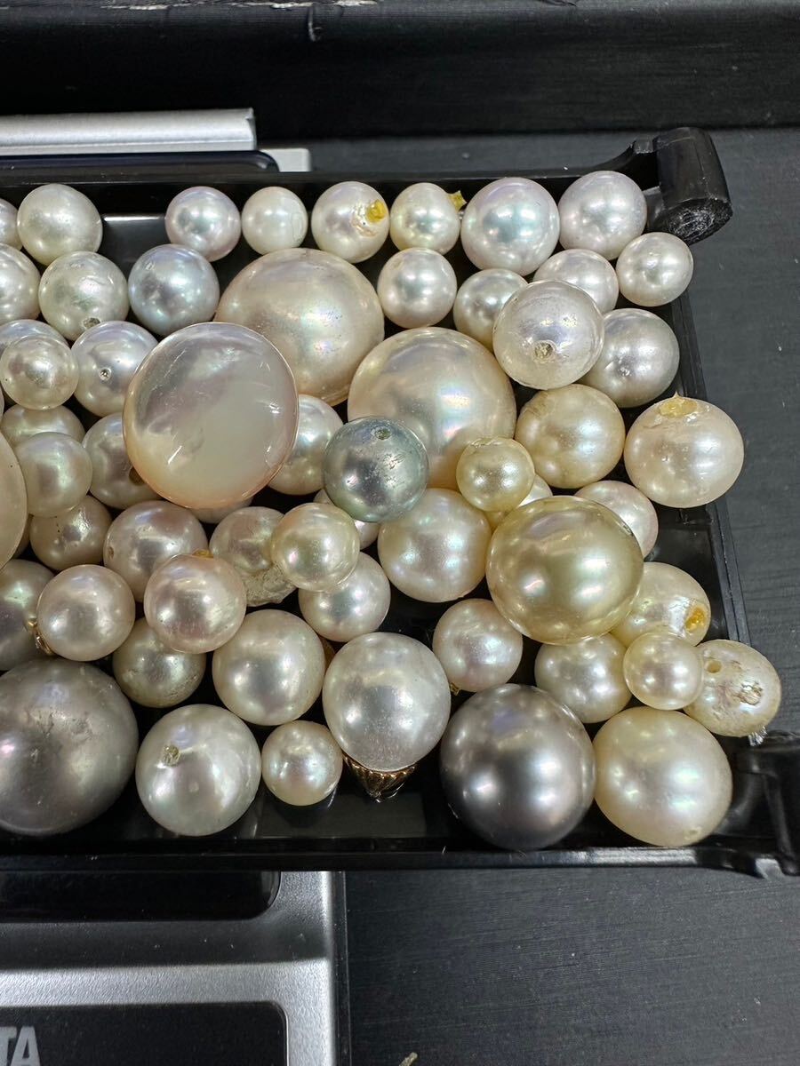 真珠まとめ 重量約200.1g パール 本真珠 淡水パール マベパール ルース アクセサリー 穴あき イミテーション 半円真珠 裸石 pearl 大量の画像3