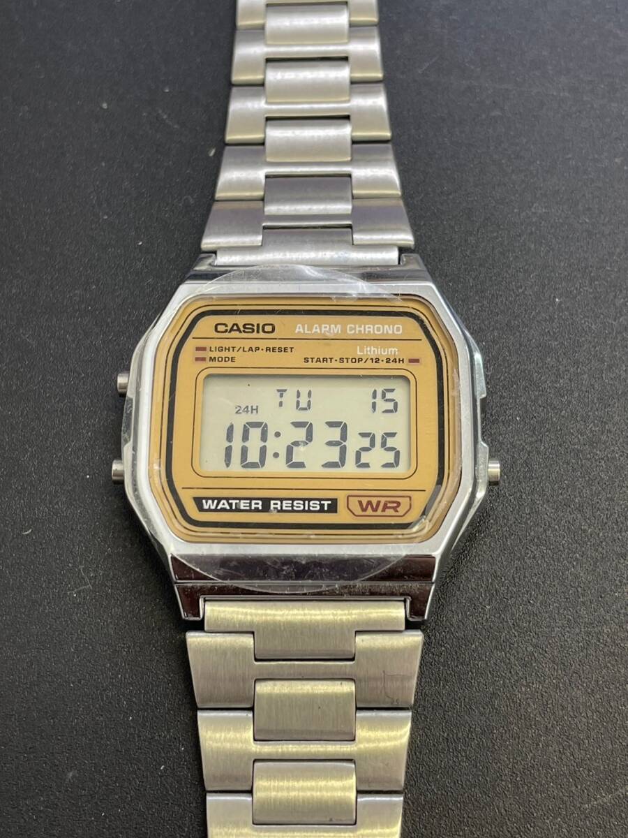 CASIO カシオ ALARM CHRONO アラームクロノ A158WE チープカシオ ゴールド文字盤 メンズ クオーツ 電池式 腕時計 動作確認済_画像1