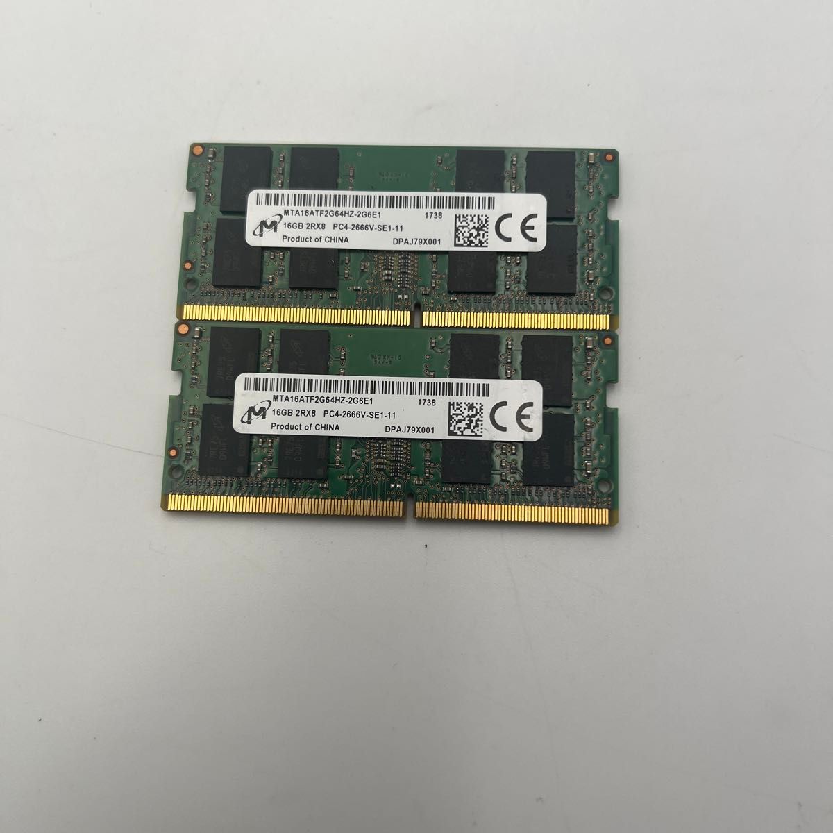 M icron 2RX8  PC4-2666V-SE1-11 16GB×2 2枚セットノート用メモリ動作品 