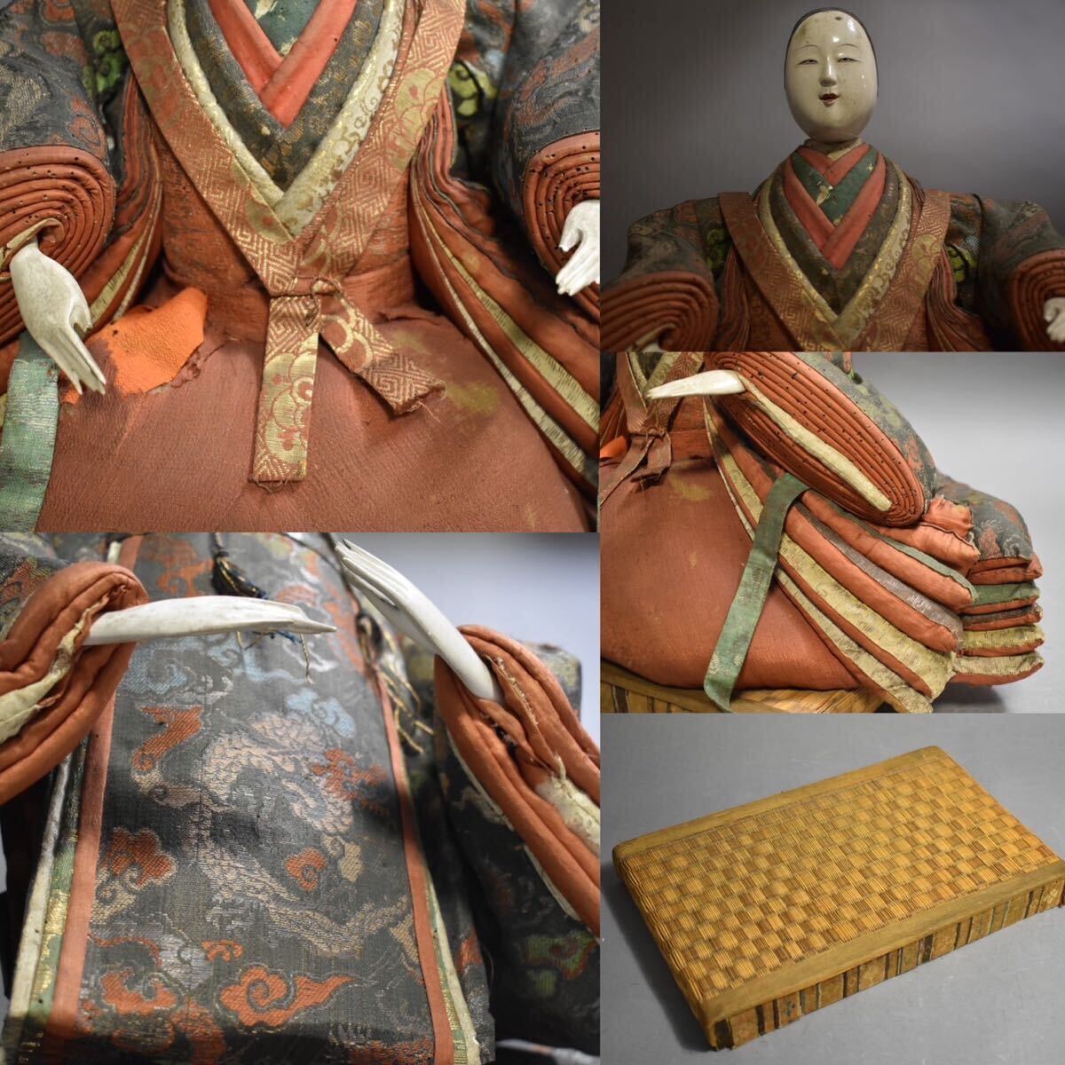 【英】A1119 時代 雛人形 Ｈ38~49cm 日本美術 置物 骨董品 美術品 古美術 時代品 古玩の画像9