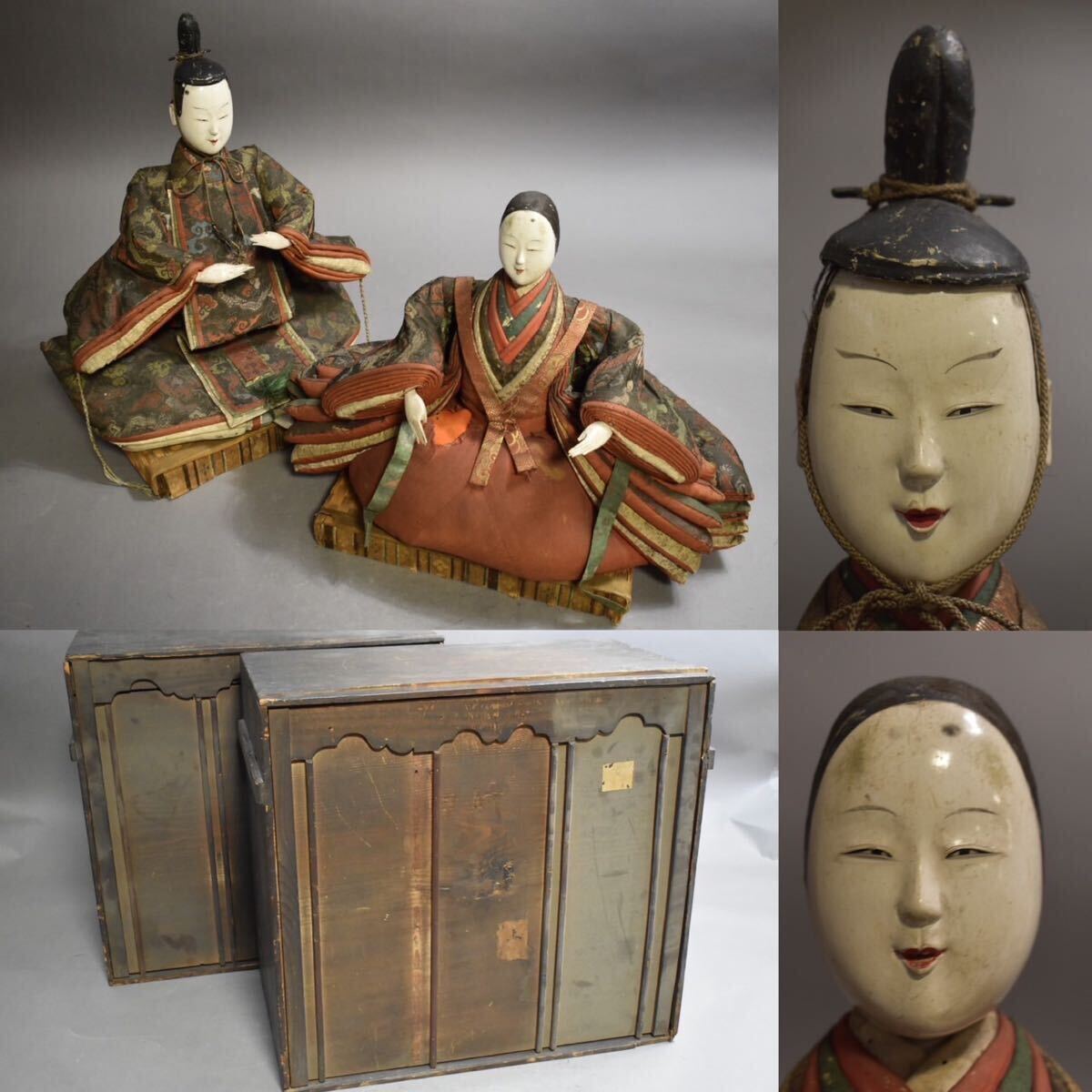 【英】A1119 時代 雛人形 Ｈ38~49cm 日本美術 置物 骨董品 美術品 古美術 時代品 古玩の画像1