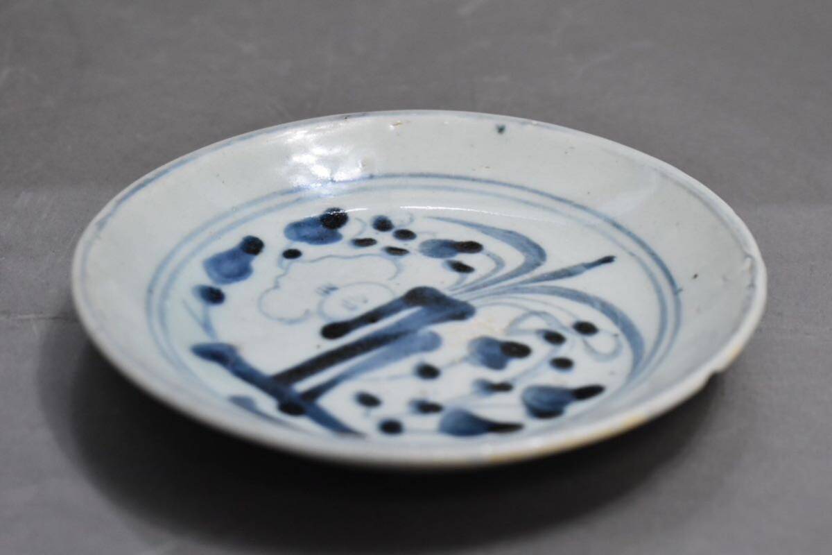 【英】A1085 時代 安南染付皿2枚 中国美術 朝鮮 青花 食器 骨董品 美術品 古美術 時代品 古玩_画像5
