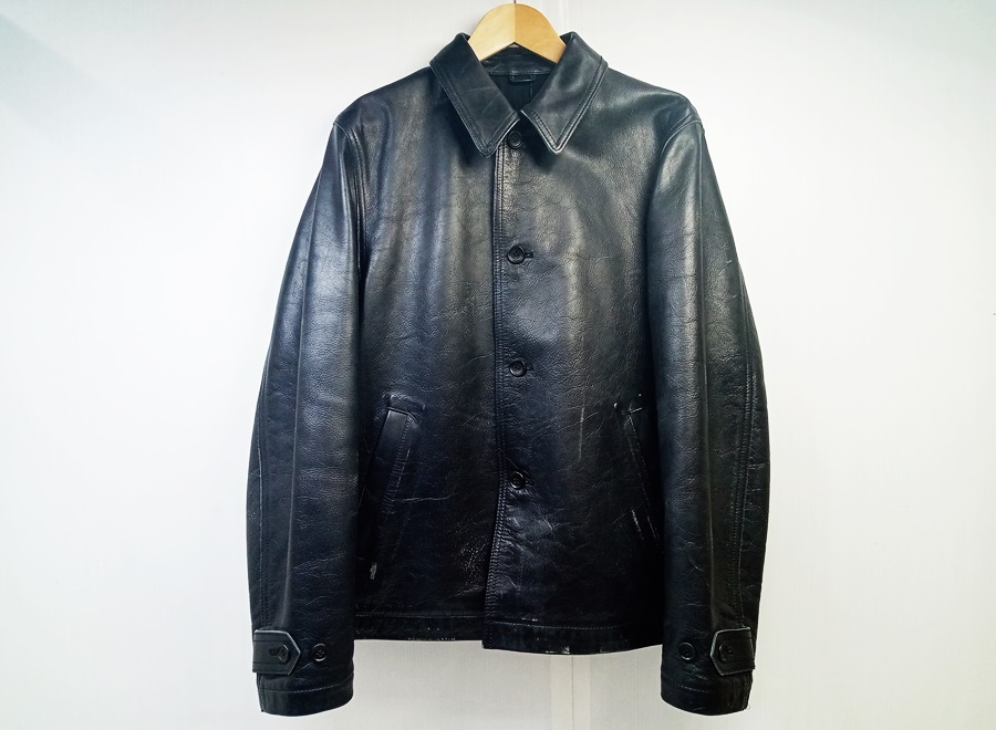 下松)COMME des GARCONS HOMME コムデギャルソン オム カー コートレザージャケット HN-J058 ダメージ加工 M ◆N2405053 ME14A_画像1