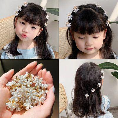  hair clip smaller 5 piece set flower pearl color accessory stylish lovely girl child adult woman hair ornament petal . stop 